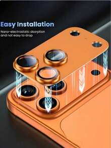 Yezodawee Camera Lens Protector Film For Phone 18 Pro Max/Phone 18 Pro/Phone 17 Pro Max/17 Pro, Shatter-Resistant, Strong Adhesion, Compatible With Phone Cases, Metal Tempered Glass Rear Camera Screen Protector, Orange - Orange - View 8
