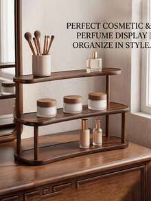 Three-Tier Wooden Shelving Unit, Desktop Cosmetics Organizer, Beauty And Skincare Product Display Rack, Multifunctional Countertop Organizer, Suitable For The Kitchen, Bedroom, Bathroom, And Home Organization, Freestanding Shelving Unit - Multicolor - View 4