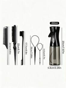6/5/2pcs Hair Styling Set, Includes Spray Bottle, Comb, Detangling Brush, Styling Brush, Tail Comb, Hair Accessories, Suitable For Makeup And Hair Styling - Multicolor - View 9