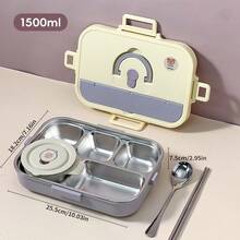 304 Stainless Steel Lunch Box, Bento Box Adult, Leakproof Japanese Bento Box With Utensils And Soup Bowl, Microwaveable Metal Lunch Box, Stainless Steel Containers With Lids, For School Student - Multicolor - View 16