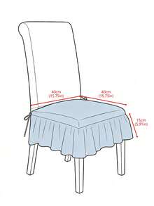 1pc Plaid Chair Cover, Pastoral Style Faux Cotton Square Ruffle Edge Tie-Up Wear-Resistant Seat Cushion Cover For Garden Afternoon Tea/Outdoor Wedding/Spring & Summer Patio/Balcony/Homestay/Picnic/Spring & Summer Daily - Blue - View 2