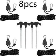 4m Reflective Tent Guy Line Set (Includes Tensioners And High-Strength Spiral Stakes), Adjustable Windproof Rope And Stake Combination, Suitable For Camping Tents, Tarps, Awnings And Outdoor Hiking - Multicolor - View 8