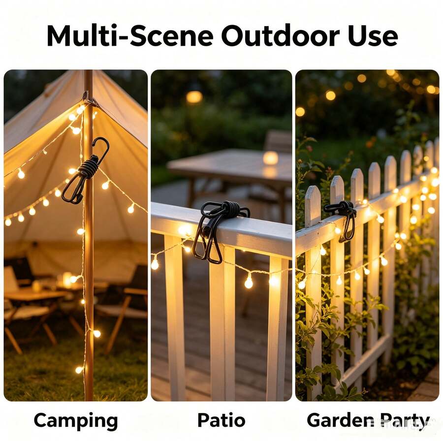 Outdoor String Light Clips, 1/10/20pcs Heavy Duty Windproof LED Fairy Light Clips, Reusable Garden Light Hooks, Suitable For Camping, Patio, Deck, Porch, Backyard Wedding Party Decoration - Multicolor - View 1
