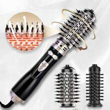 Sikat Pengering Rambut Putar 4-in-1 dengan 2 Kepala Sikat yang Dapat Dilepas, Set Sikat Pengering Rambut Putar Anti-Frizz untuk Mengeringkan dan Menata Rambut dengan Gaya Keriting ke Dalam, Tegangan Standar Eropa 230V, Cocok untuk Rambut Sedang hingga Panjang - MultiWarna - View 2