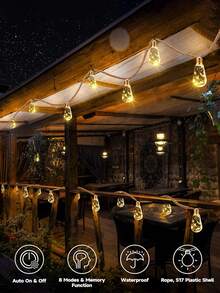 16 LED Solar Powered Rope Papaya String Lights, Garden Decoration Fairy Lights, IP44 Waterproof, 8 Lighting Modes, Suitable For Garden, Patio, Pergola, Yard, Porch, Gazebo, Backyard, Christmas, Halloween And Holiday Decoration - Hemp Rope Papaya - View 5