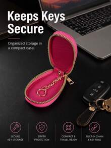 1pc Mini Litchi Grain Car Key Pouch Unisex Car Key Storage Bag Creative Fashion Minimalist Pendant PU Keychain,Coin Purses - Multicolor - View 7