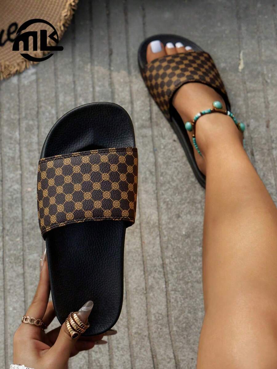 Women's Flat Sandals Summer Fashion Vacation Style Comfortable Black Round Toe Sandals Suitable For Outings, Gatherings, Home, Travel, Beach