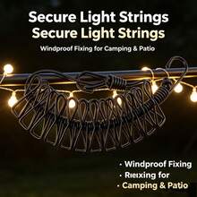 Outdoor String Light Clips, 1/10/20pcs Heavy Duty Windproof LED Fairy Light Clips, Reusable Garden Light Hooks, Suitable For Camping, Patio, Deck, Porch, Backyard Wedding Party Decoration - Multicolor - View 2