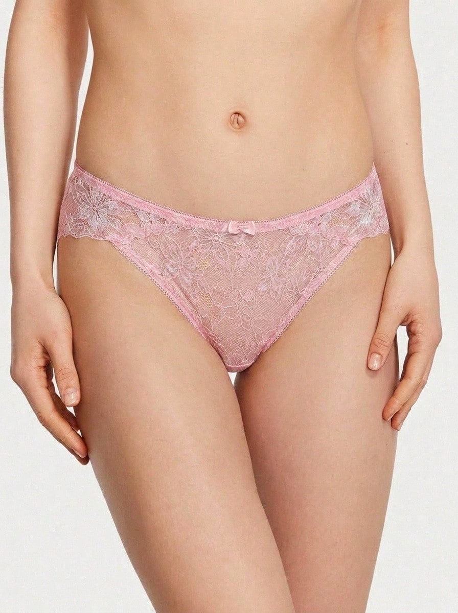 Aesletic New Summer Lace Panties For Women, Transparent Sexy Soft Comfortable Minimalist Briefs - Pink - View 1