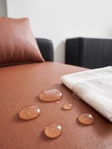 1pc Waterproof Oil-Proof Faux Leather Sofa Cushion Cover, Scalloped Wave Edge Non-Slip Dotted Back Couch Pad, Wipeable Washable Modern Sofa Protector For Living Room, Multi Colors Available - Multicolor - View 3