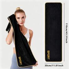 Quick-Dry Sports Towel, Absorbent Fitness Towel, Black & Gold Sports Style Towel, Beach Towel (Neck Towel), Club Towel, Hook Design, Machine Washable, Suitable For Women's Fitness, Yoga, Pilates, Tennis, Running, Swimming, Travel, Sports Sweat Wiping, Gym, Running, Outdoor Activities, - Multicolor - View 7