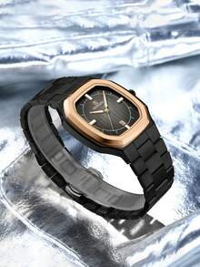 REWARD Men's Quartz Watch, Business Fashion Style, Date Display, Luminous Hands, Multi-Function, High-Quality Gift, Classic Design, Stainless Steel Band - Black - View 4