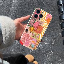1件極簡時尚向日葵貓咪卡通圖案全包覆透明TPU防指紋手機殼，適用於 16 Pro Max/16/16 Pro/16 Plus/11/15/15 Pro/15 Pro Max/12/13/14 Pro Max/XS/XR/11 Pro/11 Pro Max/12 Pro/12 Pro Max/13 Pro/13 Pro Max/7 Plus/14 Pro/14 Pro Max/14 Plus/7 Plus/8 Plus/8/SE2/12 Mini/13 Mini，硬殼防泛黃 - 彩色 - 查看 5