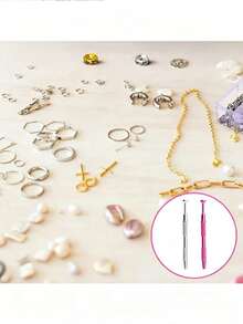 1/2pcs Precision 4-Prong Jewelry Tweezers - Stainless Steel Gemstone Diamond Holder, Essential For Jewelry Making, Jewelry Crafting Tool | Fashion Design Tweezers | Durable Hand Tool, Jewelry Making Accessory - A - View 7