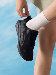 Puma 男女通用全天活動舒適透氣緩震輕量運動休閒鞋 - 黑色-黑灰 - 查看 4
