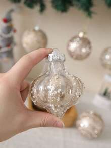 6pcs 3.15 Inch Clear Christmas Ball Ornaments Set, Shatterproof Hanging Decorations For Christmas Tree, Home, Wedding, Party, Office Decor (Blue) - Champagne - View 3