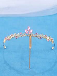 KOVLYNE 1pc Luxury Crystal Crown, Gold Rhinestone Bridal Headband, Elegant Sparkling Crown Hair Accessory, Suitable For Wedding, Graduation Prom And Party - Multicolor - View 3