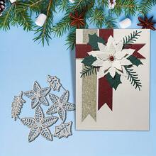 1pc Christmas Floral Metal Cutting Die, Suitable For Scrapbooking, Embossing, Handmade Greeting Card Making And Gift Card Making. - Flower - View 6