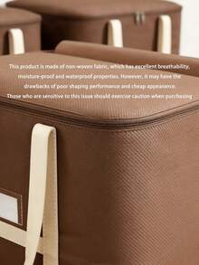 1pc Extra Large Capacity Waterproof Moisture-Proof Fabric Cotton Quilt & Clothing Storage Bag, Dust-Proof Moving Packing Bag, Suitable For Home Organization - Brown - View 5