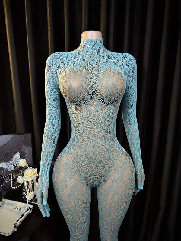 Elastic Fishnet Slim Fit Sexy Lingerie Jumpsuit