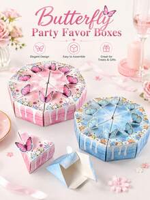 4/8 Pcs Reusable 3D Butterfly Triangle Cake‑Shaped Gift Boxes Candy Treat Boxes For Birthday Party Table Favors - Multicolor - View 1