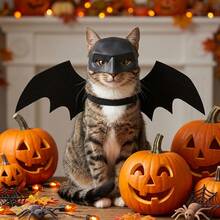 Halloween Pet Costume Props - Easter And Halloween Party Pet Supplies, Including Funny Black Bat Shaped Pet Cat Photo Mask. Pet Bat Wings - Multicolor - View 10