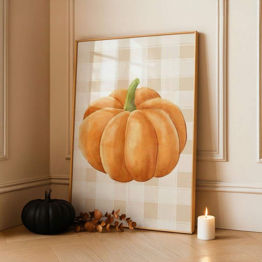 1pc Frameless Cozy Rustic Autumn Pumpkin Halloween Wall Art Dorm Gift - Multi-color - View 1