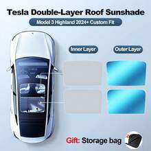LCARS Car Sunroof Glass Sunshade, Suitable For And Model 3 Roof Sunshade Accessory [Blue Ice Crystal Coating] Heat Insulation Sun Protection UV Protection, Car Roof Sunshade Panel, Car Interior Accessory Suitable For Tesla New And Old Models Optional - Blue Ice Crystal Sunshade for Sunroof - View 11