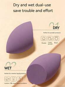 GUOXIAONIU 1Pc Beauty Sponge, Soft Non‑Latex Makeup Blender Sponge, Wet & Dry Use Foundation Blending Sponge For Base Makeup - Purple - View 6