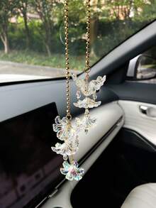 Flower Car Hanging Ornament, Creative Acrylic Material Colorful Transparent Flower Car Interior Hanging Decor, Rearview Mirror Pendant, Car Decoration - A - View 4