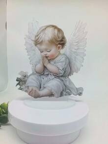 2D Flat Prayer Wing Angel Statue, Sacred Spiritual Display Stand Indoor Home Decor Art - E - View 9