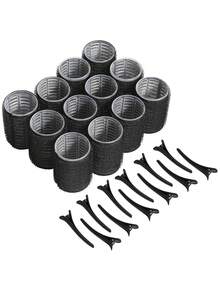 12pcs Self-Adhesive Hair Rollers + 12pcs Hair Clips, Heatless Curling Tools, Self-Adhesive DIY Bangs Volumizing Styling Tools - Multicolor - View 7