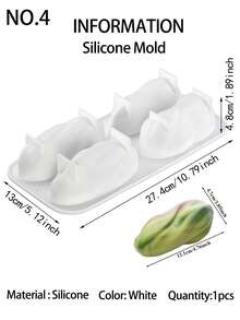 1pc Pistachio Shaped Silicone Mold, Baking Mousse Cake Mold, Cake Decoration Baking Mold - White - View 16