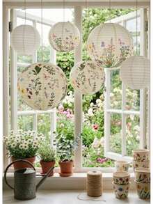 Ins Style Pastoral Butterfly & Floral Paper Lantern, Suitable For Wedding, Window Display And Cozy Decor, Hanging Lantern Can Be Used For Flower Shop Atmosphere - Multicolor - View 10