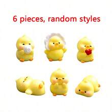 6pcs Creative Cute Cartoon Little Yellow Duck Car Dashboard/Desktop Ornament/Car Center Console Display Screen Little Yellow Duck Decorative Ornament - Little Yellow Duck - View 8