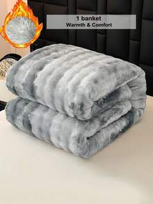 1pc New Printed Bubble Fleece Blanket - Ultra Soft & Skin-Friendly, Perfect For Living Room, Bedroom, Office, Study, Guest Room, Sofa And Car Travel - Textured Design, Machine Washable, Comfortable All Seasons - Ink Wash Painting - Gray - View 7