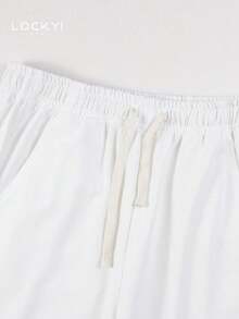 1pc Men's Spring/Summer White Straight Leg Sweatpants, American Style Drapey Loose Wide Leg Casual Sports Long Pants - White - View 6