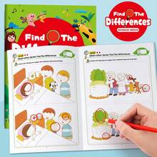 1pc/Spot The Difference Activity Book, Children's Brain Training Workbook, Preschool Hand-Eye Coordination Practice Book, Improve Observation And Concentration, Early Learning Educational Activity Book, Parent-Child Interactive Game Book, Stress Relief Puzzle Book - Color Style Randomized - View 9