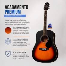 Violão Eletroacústico Giannini G D-1 EQ Folk Dreadnought Cordas De Aço Com Afinador Cromático Equalizador De 3 Bandas Pré-Amplificador GS-3T - VSB-S - Visão 5