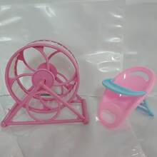 2pcs Value Set (Random Color), Silent Smooth Hamster Wheel With Stand And Elevated Hamster Feeding Platform, Made Of PP Plastic, Suitable For Hamsters, Jerboas And Mice And Other Small Pets To Play - Multicolor - View 5