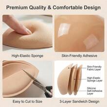 10pcs/2pcs Bra Pads, Swimsuit Inserts, Adhesive, Skin-Friendly, Comfortable, Easy To Use, Washable, Detachable And Reusable, Suitable For Backless, Low-Waist Dresses, Swimwear And Other Outfits, Beautifully Shape The Bust Line. Can Be Adjusted In Size With Scissors, Suitable For Any Clothing - Multicolor - View 7