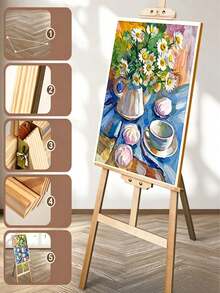 Easel, Multiple Sizes Available, Stable And Wobble‑Resistant, Easy To Assemble And Disassemble. Suitable For Sketching Outdoors, Painting And Poster Display. Made Of Log‑Textured Material, Sturdy And Durable. - A - View 5