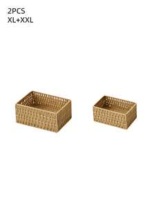 1/3pcs Handmade Woven Rattan Storage Tray Desktop Organizer, Suitable For Cosmetics, Keys, Jewelry, Stationery And Other Small Daily Items, Multi-Functional Stackable, Rustic Natural Woven Rattan Finish, Versatile Fashionable, Suitable For Home Living Room Bedroom Study Office Desktop - Camel - View 17