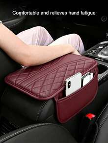Car Center Console Cover - Universal Car Interior Accessory With 2 Storage Pockets - Premium Nappa Leather Armrest Cover, Scratch-Resistant, Wear-Resistant, Waterproof, Suitable For SUV, Sedan, Truck And Other Models (Black, Beige, Gray, Red) - Multicolor - View 16