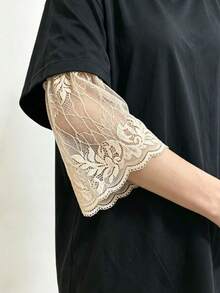 1 Pair Lace Loose Arm Sleeves To Hide Thick Arms - Style a Apricot Color 1 Pair - View 1
