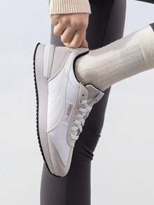 Men's & Women's Puma R78 Nylon Retro Lightweight Comfortable Cushioned Breathable Casual Sports Shoes 399250 - Puma White-gray-gold - View 4