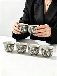 1/2/4/6 buah Cangkir Teh Gaya Cina Baru dengan Motif Pemandangan Tinta, Set Cangkir Tunggal dan Kombinasi Elegan Gaya Nasional untuk Rumah, Kantor, dan Tamu, Cangkir Teh Kung Fu, Cangkir Teh Hitam, Cangkir Pencicip Teh, Cangkir Espresso, Cangkir Air, Cangkir Hadiah - MultiWarna - View 11