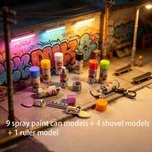 14 Pieces/Set Miniature Spray Paint Cans + Tool Model Ornaments Suitable For Dollhouses, Model Houses, Dwarf Miniature Theme Gardens, Decorations, Holiday Gifts, Graduation Gifts, Photography Props, Models - Multicolor - View 7