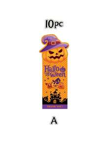 10pcs Halloween Long Strip Shaped Sealing Stickers, Holiday Gift Box Sealing Stickers, Cute Ghost & Pumpkin Pattern Candy Packaging Stickers - A - View 7