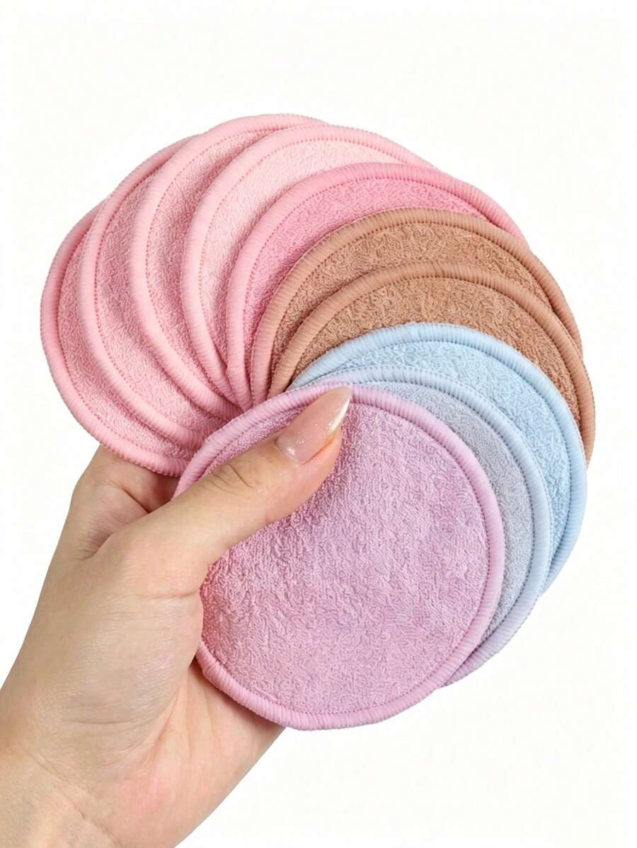 5/10/20pcs Reusable Makeup Remover Pads, Gentle On Skin, Quick Makeup Removal, Suitable For All Skin Types - Pink - View 1